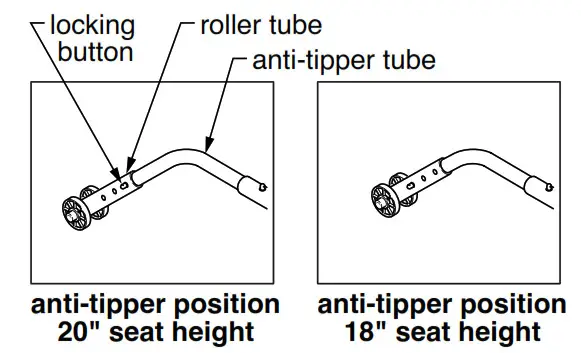 Everst Jennings Wheelchair - ADJUST ANTI-TIPPER ROLLER POSITION