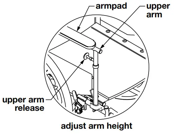 Everst Jennings Wheelchair - adjust arm height