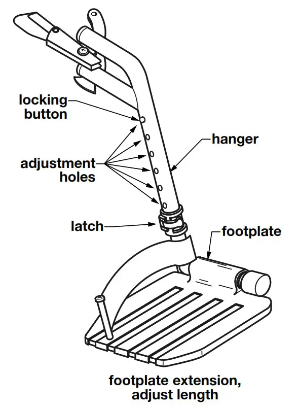 Everst Jennings Wheelchair - footplate extension, adjust length