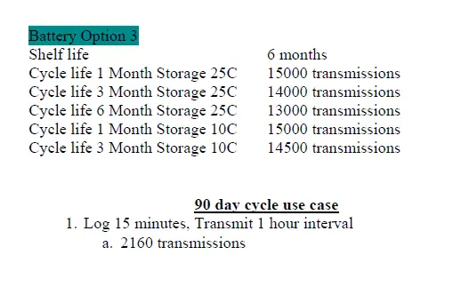 Sensor Specifications