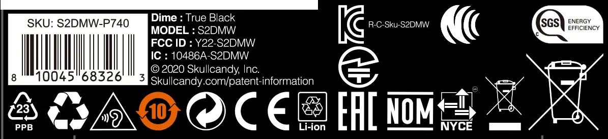 Skullcandy S2DMW Dime True Wireless In-Ear Headphones - icon 1