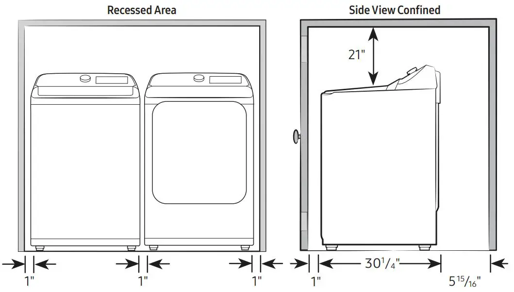 SAMSUNG 7.2 cu. ft. Electric Dryer Sensor Dry 8 Drying Cycles User Guide - Alcove or closet installation