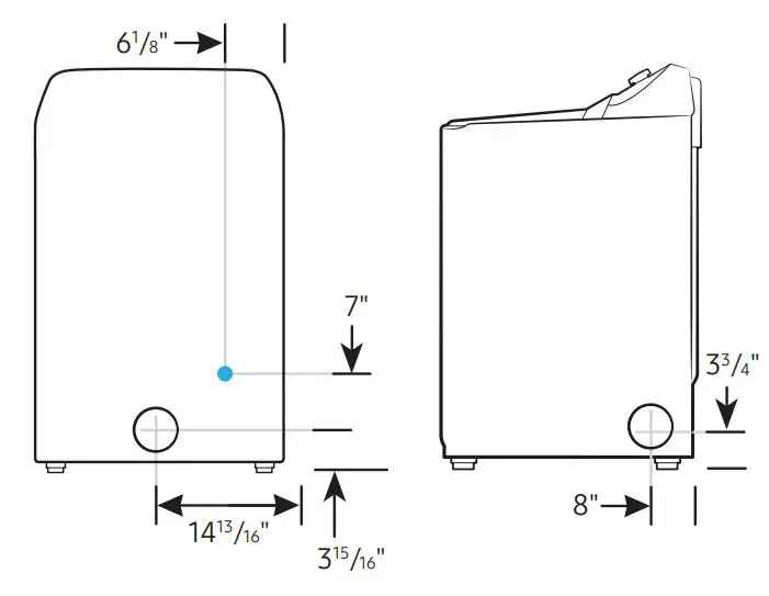 SAMSUNG 7.2 cu. ft. Electric Dryer Sensor Dry 8 Drying Cycles User Guide - Connection Dimensions