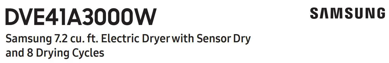 SAMSUNG 7.2 cu. ft. Electric Dryer Sensor Dry 8 Drying Cycles User Guide