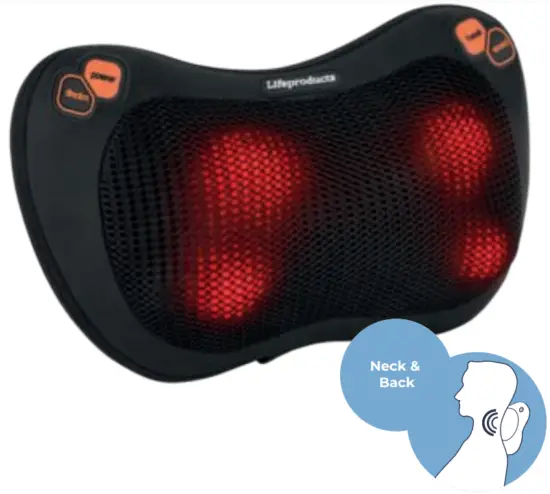 Lifeproducts Wireless Shiatsu Massage Cushion with Heat Function Adjustable Speed