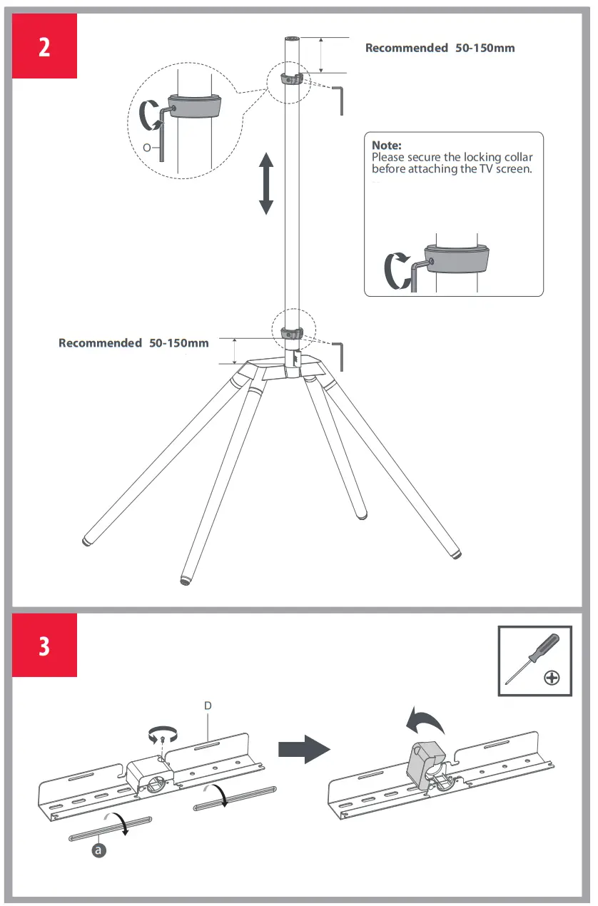 ONE FOR ALL WM7475 Universal Quadpod Tv Stand fig 7