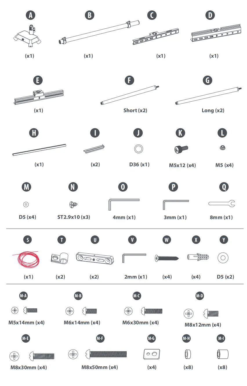 ONE FOR ALL WM7475 Universal Quadpod Tv Stand fig 9