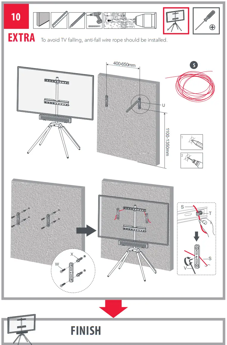 ONE FOR ALL WM7475 Universal Quadpod Tv Stand fig