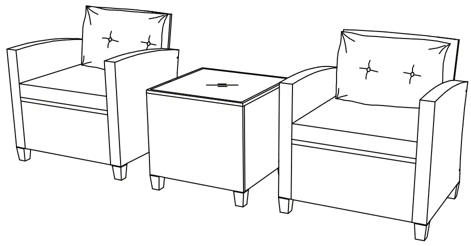 COSTWAY HW68667 3 Pieces Wicker Bistro Sofa Set -