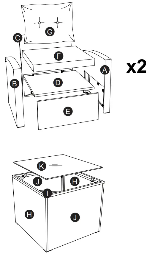 COSTWAY HW68667 3 Pieces Wicker Bistro Sofa Set - 2