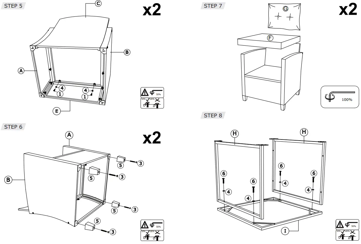 COSTWAY HW68667 3 Pieces Wicker Bistro Sofa Set - 6