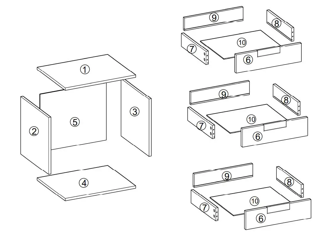 FUFU GAGA DRF-KF020242-01-DD End Table with Drawers Instruction Manual - Parts List