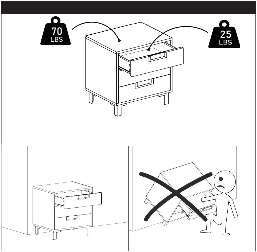 FUFU GAGA DRF-KF020242-01-DD End Table with Drawers Instruction Manual - Weight