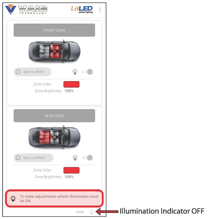 VAIS TECHNOLOGY AL6-K01 Car Interior LitLED Ambient Lighting - VEHICLE ILLUMINATION