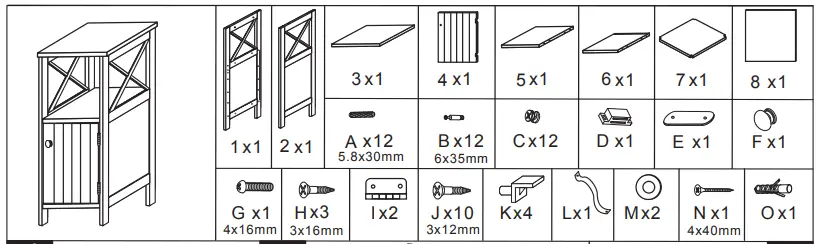 GYMAX-16-Inch-Bathroom-Floor-Storage-Linen-Cabinet-fig1