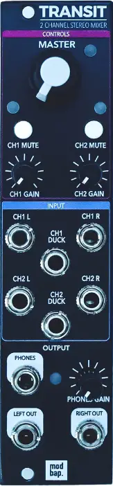 modbap-TRANSIT-2-Channel-Stereo-Mixer-Controls-PRODUCT