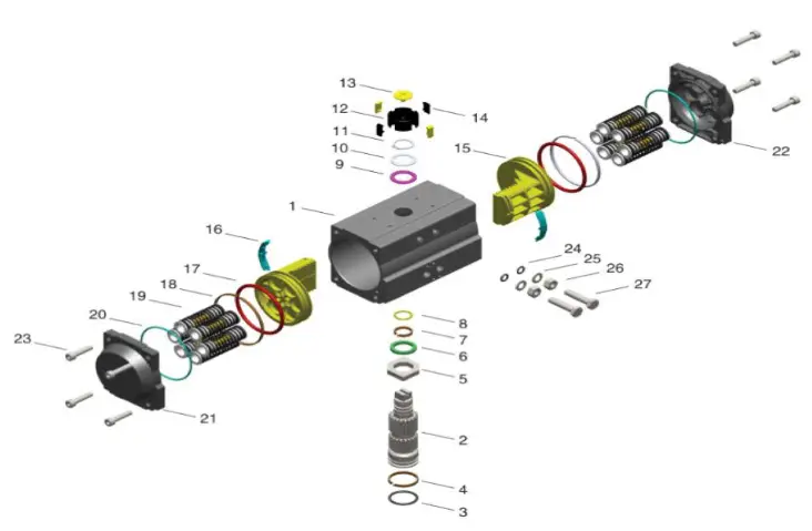 W E Anderson WE05 Series 3-Piece Socket Weld Stainless Steel Ball Valve - Pneumatic Actuators Bill of Materials