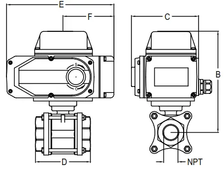 W E Anderson WE05 Series 3-Piece Socket Weld Stainless Steel Ball Valve - WITH ELECTRIC ACTUATOR