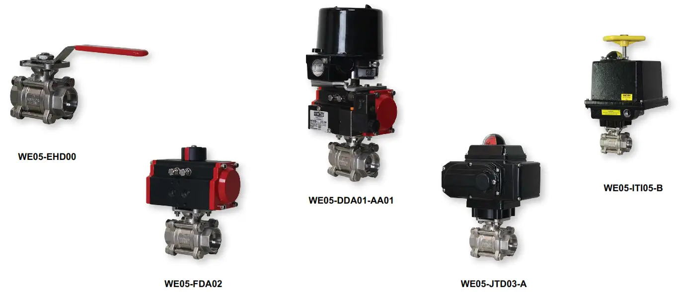 W E Anderson WE05 Series 3-Piece Socket Weld Stainless Steel Ball Valve