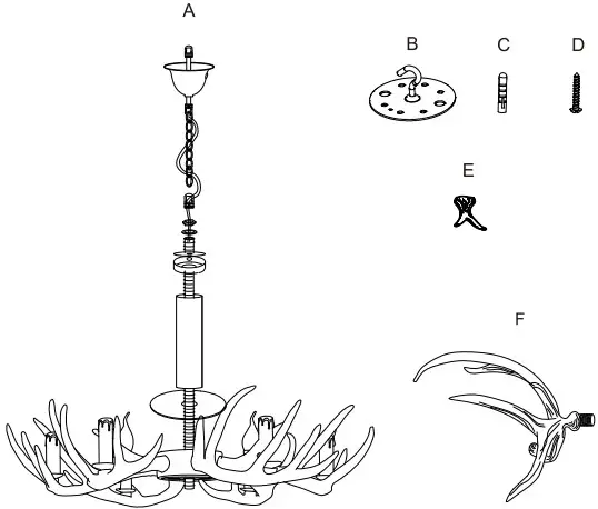 NOVA LIFE Antler IV 85 cm 6 lights - Figure 1