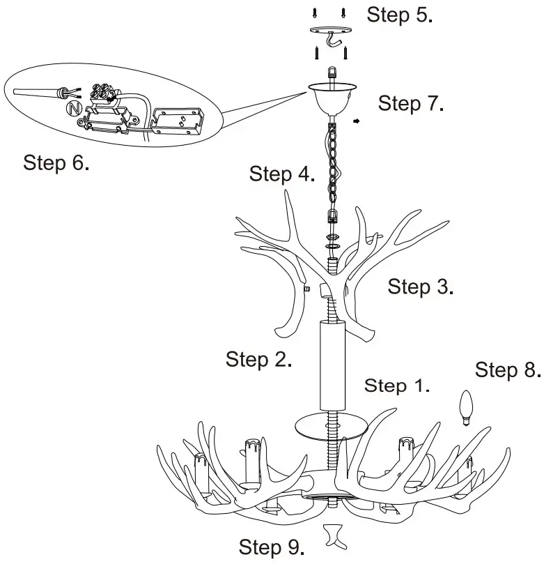 NOVA LIFE Antler IV 85 cm 6 lights - Figure 5