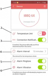 BBA87 - Options menu in the app