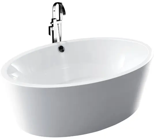 KINWELL UCKF-728 Acrylic Oval Center Drain Freestanding Soaking Bathtub