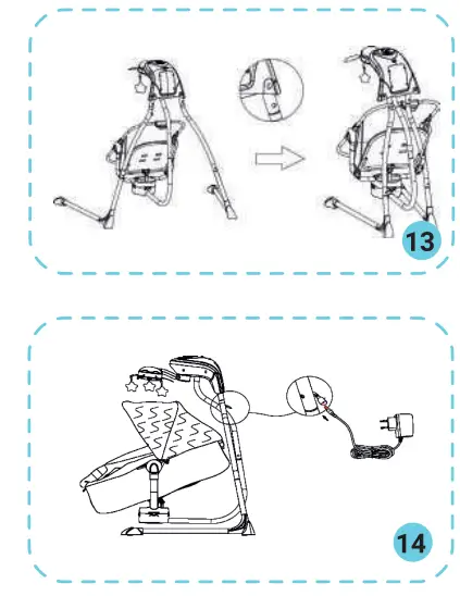 lionelo Henny 3-in 1 Baby Rocker Baby Swing and Baby Deck Chair-11