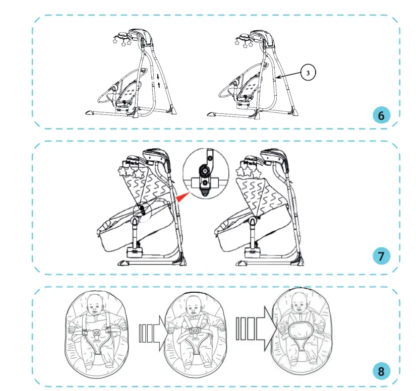 lionelo Henny 3-in 1 Baby Rocker Baby Swing and Baby Deck Chair-3