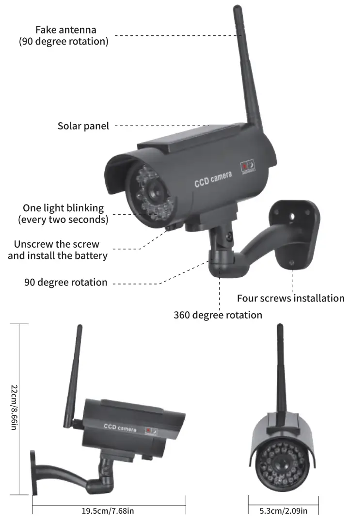 BNT Solar Powered Fake Security Camera - fig 1