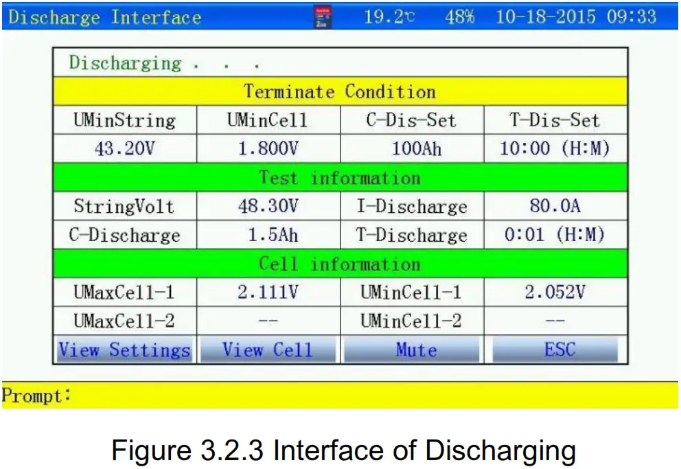 Huazheng HZFD 200 Battery Discharge Tester - Interface of Test 1