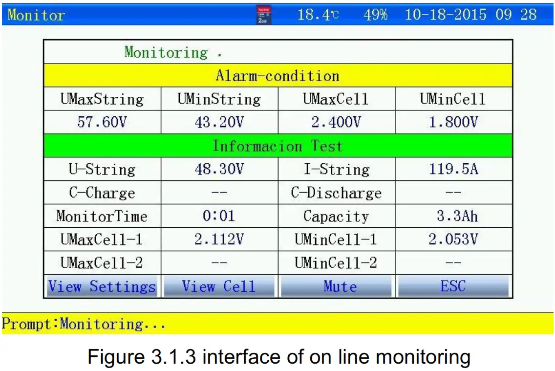 Huazheng HZFD 200 Battery Discharge Tester - Interface of test