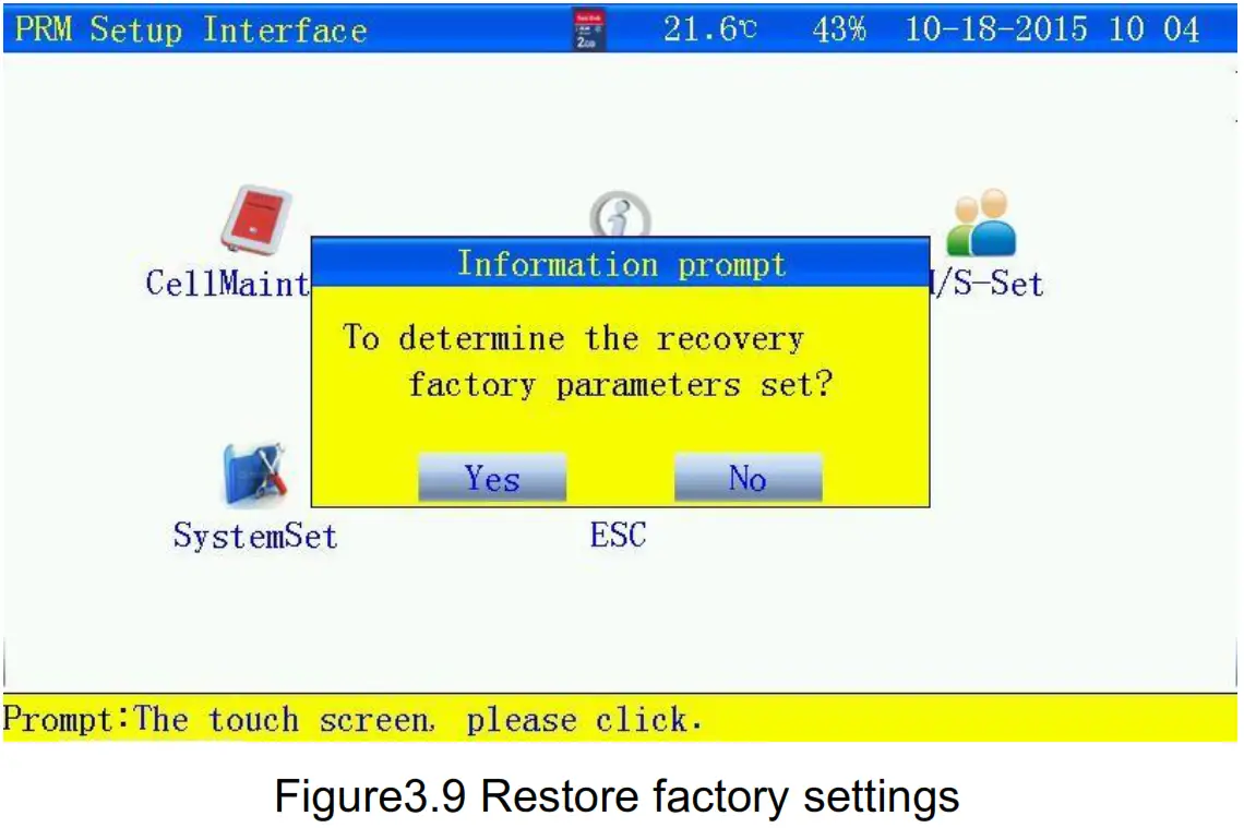 Huazheng HZFD 200 Battery Discharge Tester - Restore factory settings