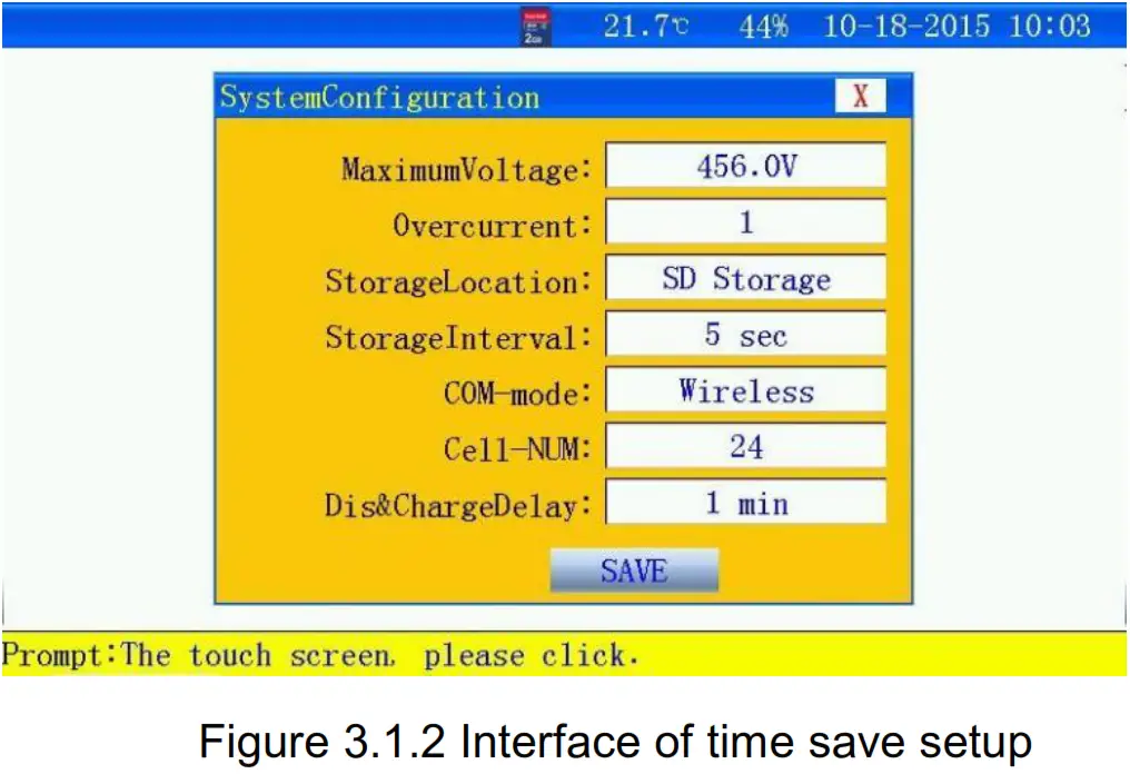 Huazheng HZFD 200 Battery Discharge Tester - data save setup 1