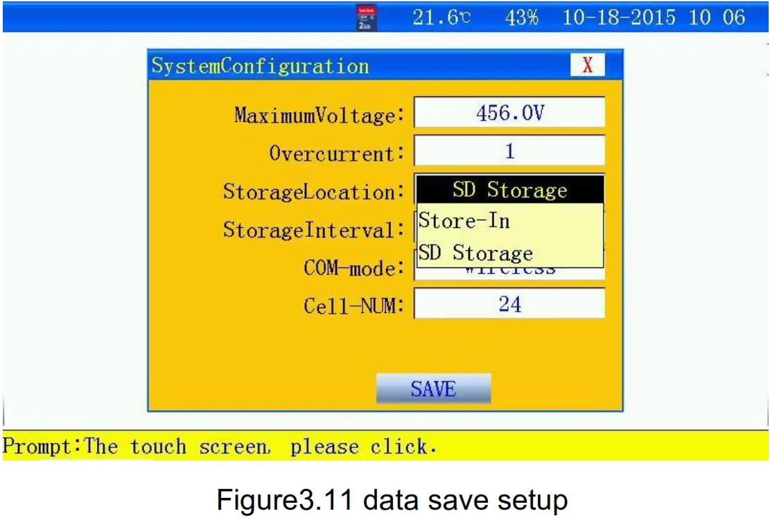 Huazheng HZFD 200 Battery Discharge Tester - data save setup