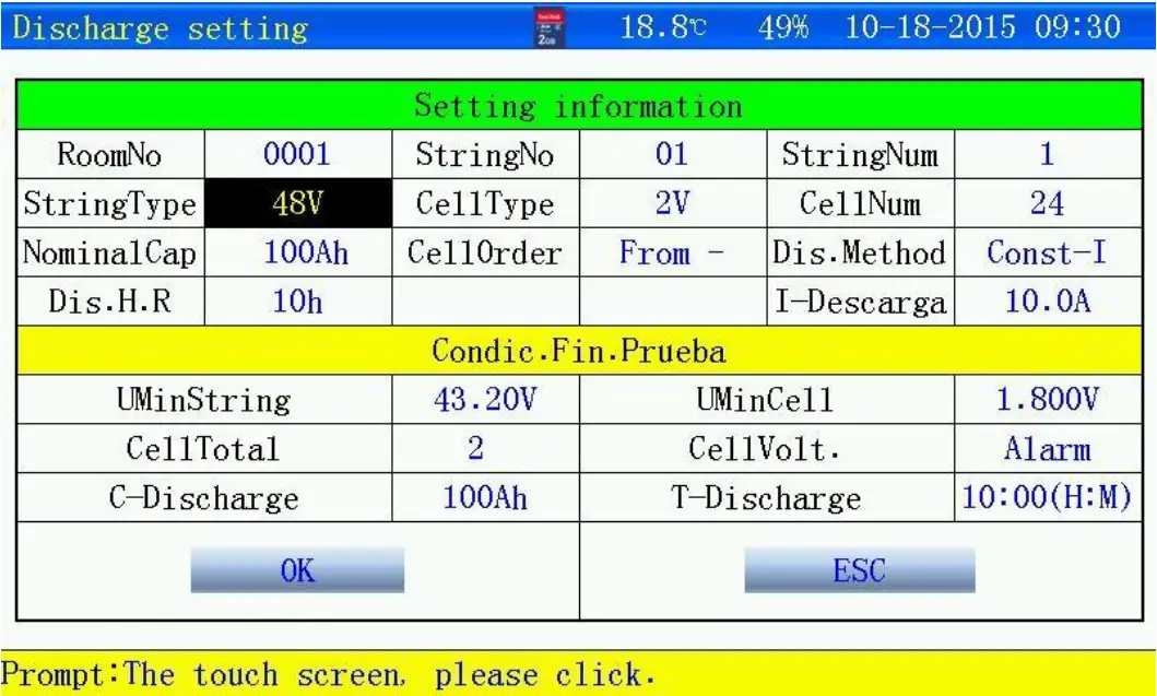 Huazheng HZFD 200 Battery Discharge Tester - discharge parameters