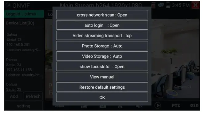 TRIPLETT 8150 CamView IP Pro 5 Inch 8MP Security Camera Tester - Device List