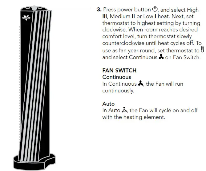 Vornado TH20 Tower Heater - HOW TO USE