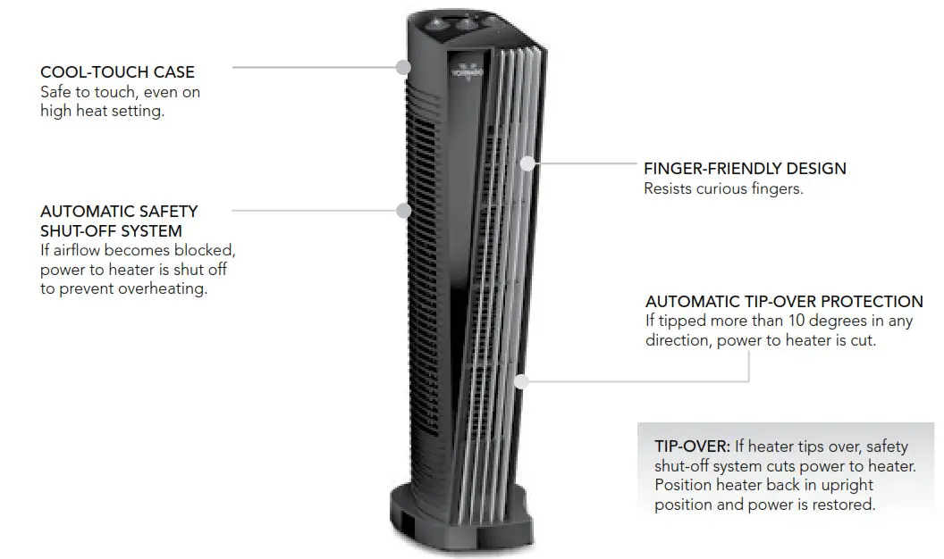 Vornado TH20 Tower Heater - SAFETY FEATURES
