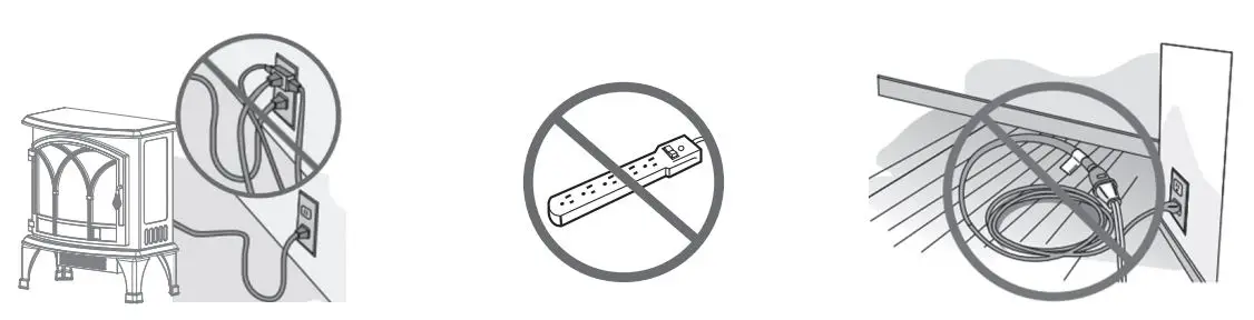 TURBRO Suburbs TS25 Electric Fireplace Stove - US 3-Pin Polarized Plug