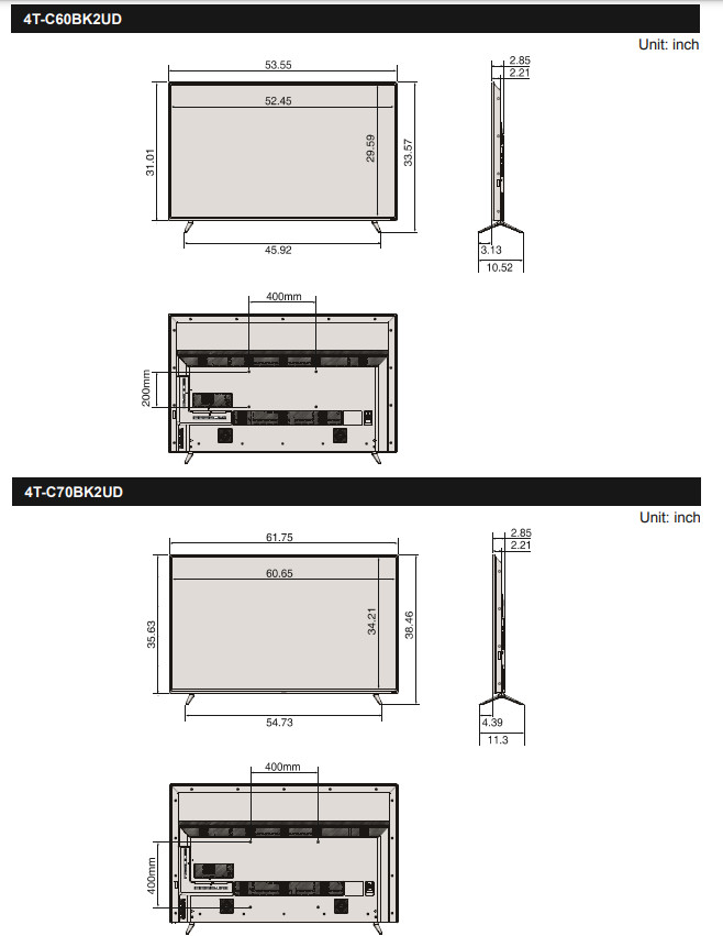 SHARP 4K Ultra HD Full Array LED- Drawing