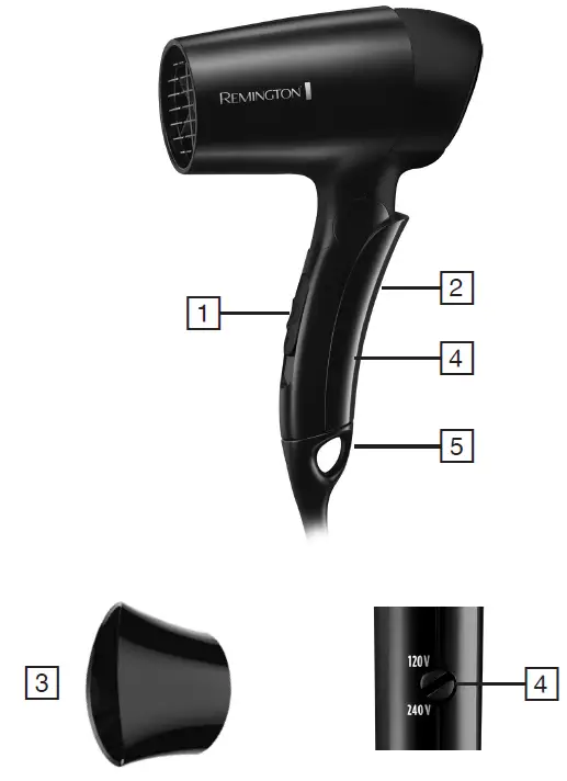 REMINGTON Travel Dryer D2400 parts