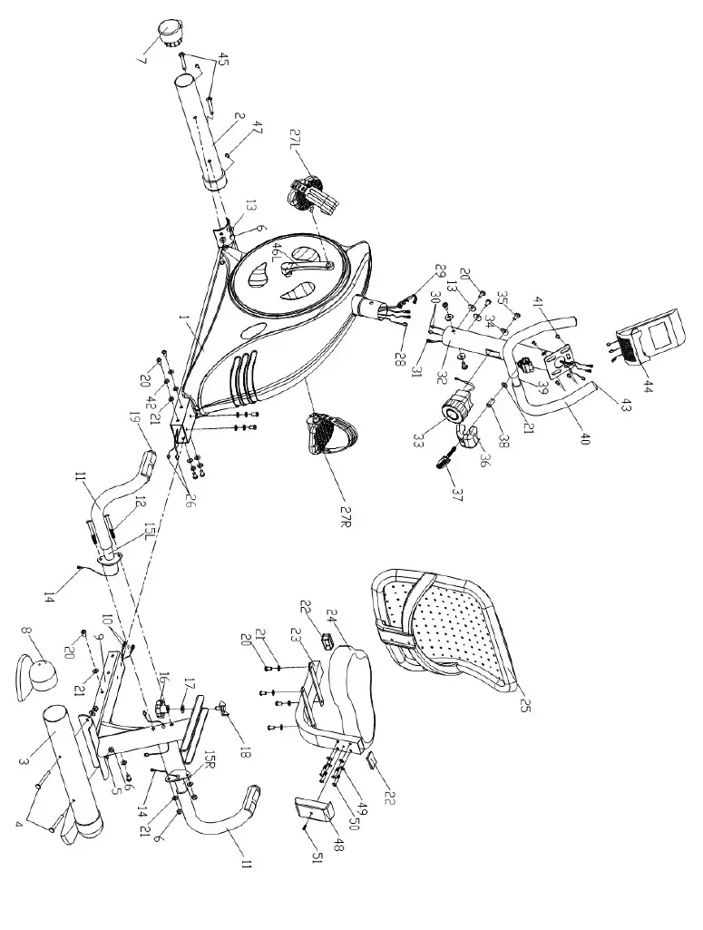 LSG RB-2 Recumbent Bike - EXPLODED DIAGRAM