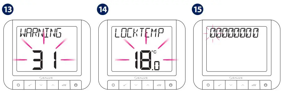 SALUS RT520 Programmable Thermostat User Guide - Landlord Settings 13 to 15
