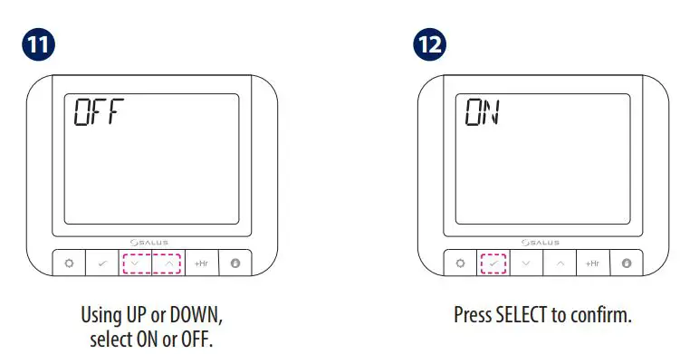 SALUS RT520 Programmable Thermostat User Guide - Standard Power Up and Configuration 11,12