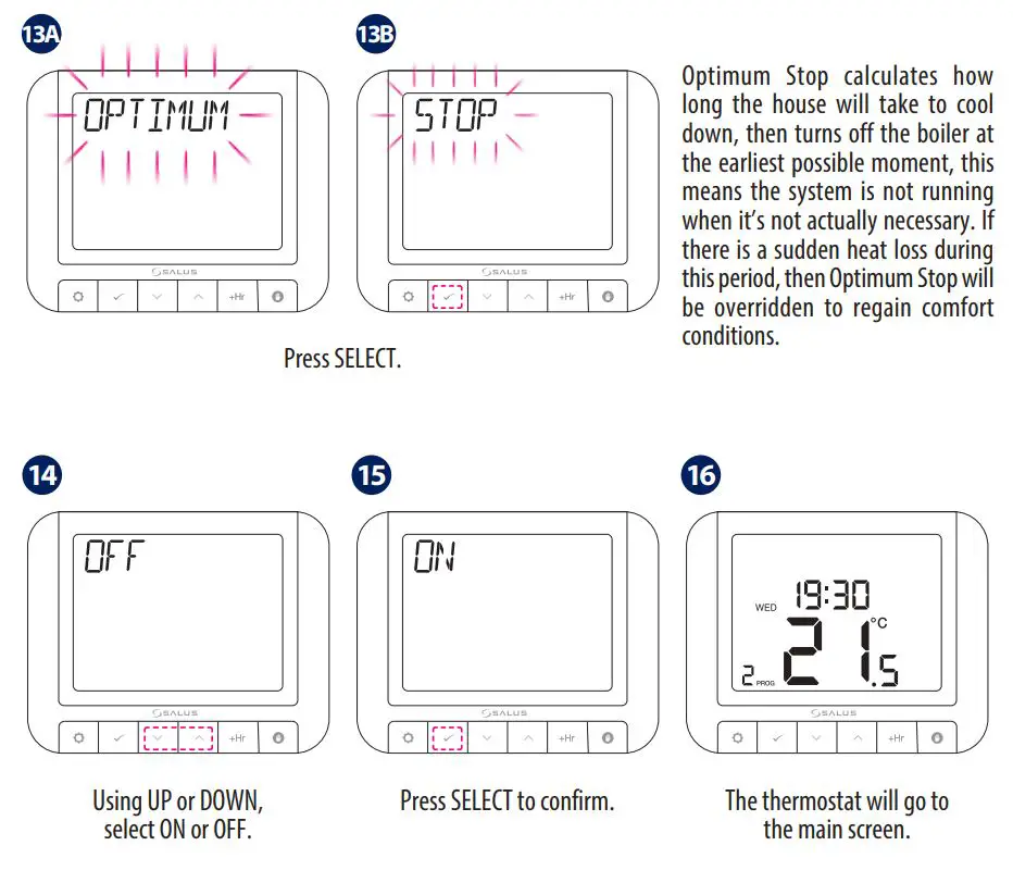 SALUS RT520 Programmable Thermostat User Guide - Standard Power Up and Configuration 13 to 16