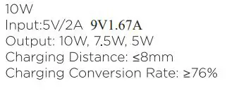 Migoal Technology 1IJWC2101 Wireless Charger with Stand Charger User Manual - Specifications