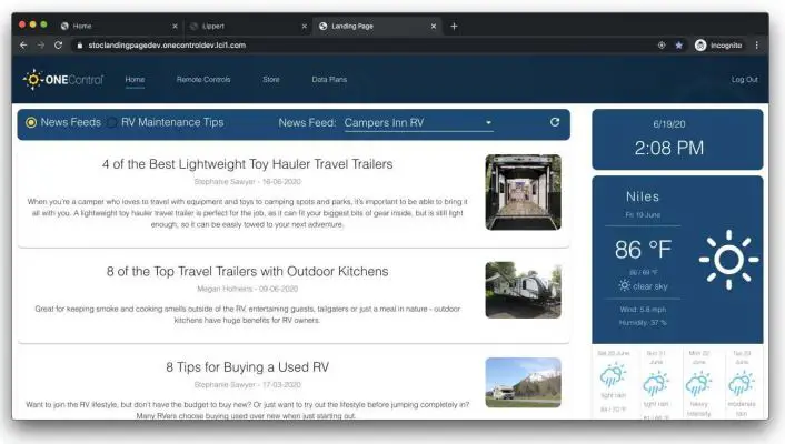 LIPPERT OneControl Hotspot Plus Telematics - After registration, the user is taken to the OneControl Community home page