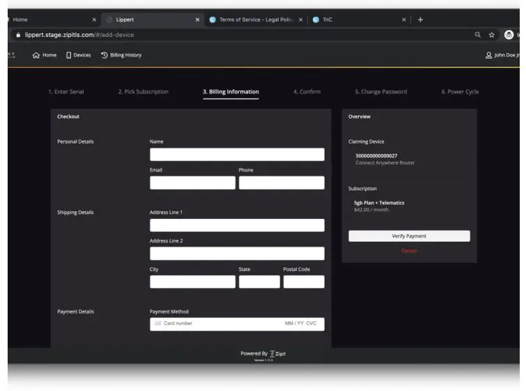 LIPPERT OneControl Hotspot Plus Telematics - An account is created for the telematics portion of the plan that is managed by Lippert