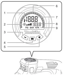 makita DMP181 Cordless Inflator for Garage - Pressure gauge